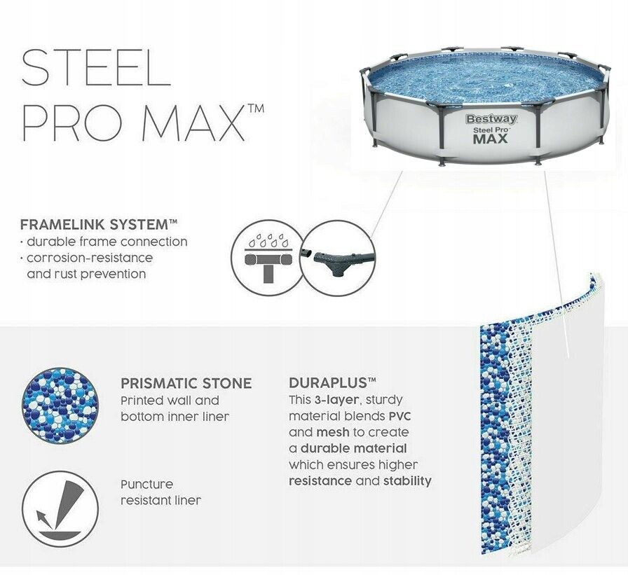 bestway piscina fuori terra bestway 56408 steel pro max 305x76h con pompa filtrante 4 678 litri