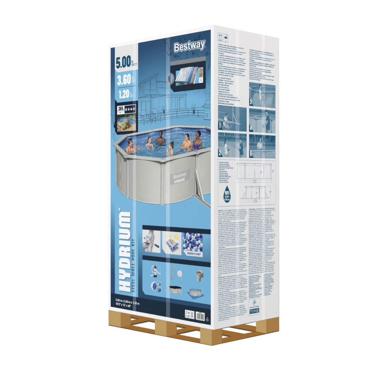 bestway piscina fuori terra bestway 56586 hydrium 500x360x120h tela basetop di coperturascaletta rampa esternapompa filtrante 16 296 litri