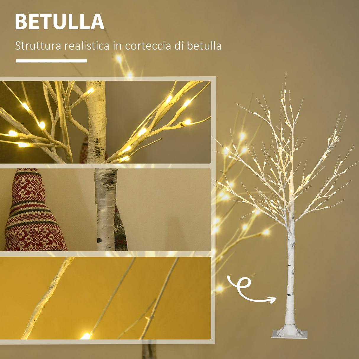 easycomfort easycomfort albero di natale bianco piccolo in pp e metallo con 72 luci led per interni ed esterni 17x17x120 cm