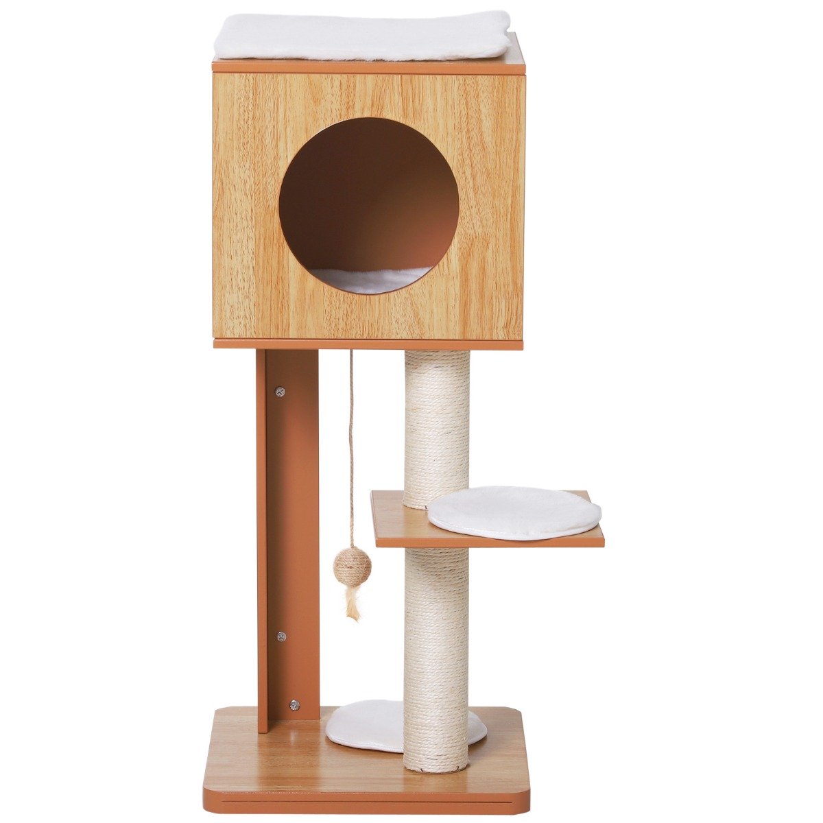 easycomfort easycomfort albero per gatti con 2 pali in legno e sisal e cuscini su 3 livelli 50 x 40 x 91cm ean 8054144133362