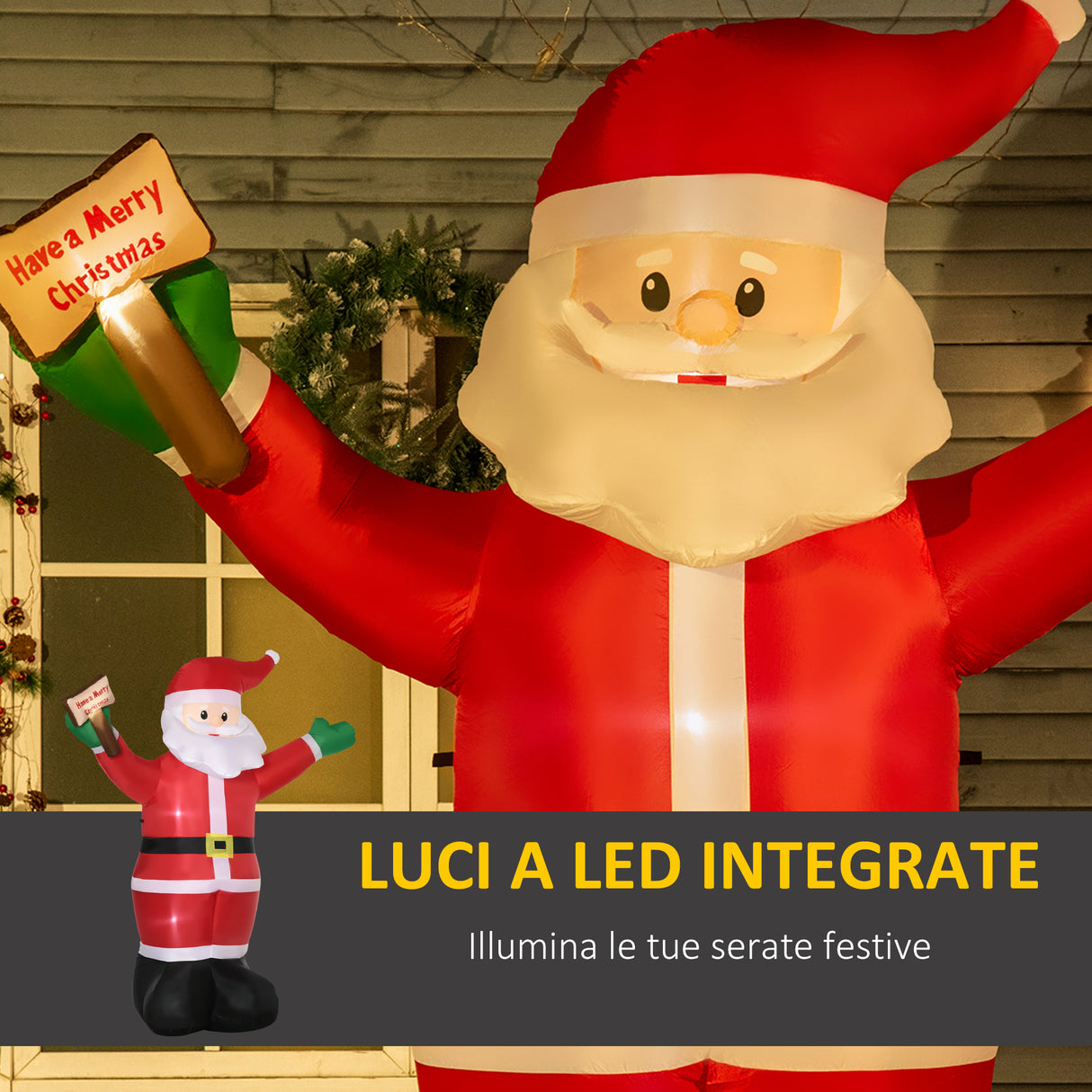 easycomfort easycomfort babbo natale gonfiabile con luci led bianche e gonfiatore incluso 170x112x250 cm
