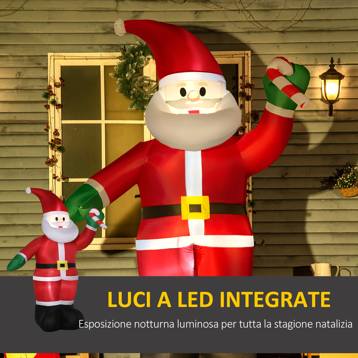 easycomfort easycomfort babbo natale gonfiabile con luci led e gonfiatore incluso 155x85x240cm