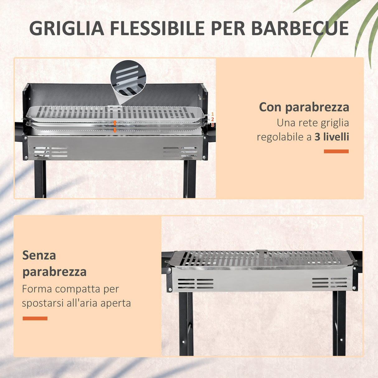 easycomfort easycomfort barbecue a carbone con griglia girarrosto e mensole pieghevoli 118x32x90cm