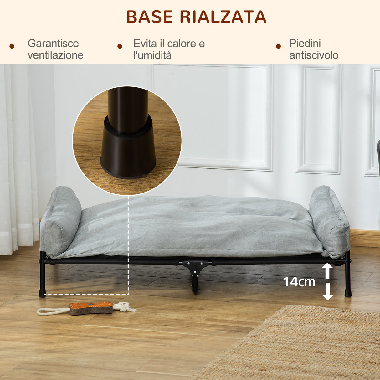easycomfort easycomfort brandina per cani rialzata con cuscino rimovibile cani fino a 30kg 120x80x30cm