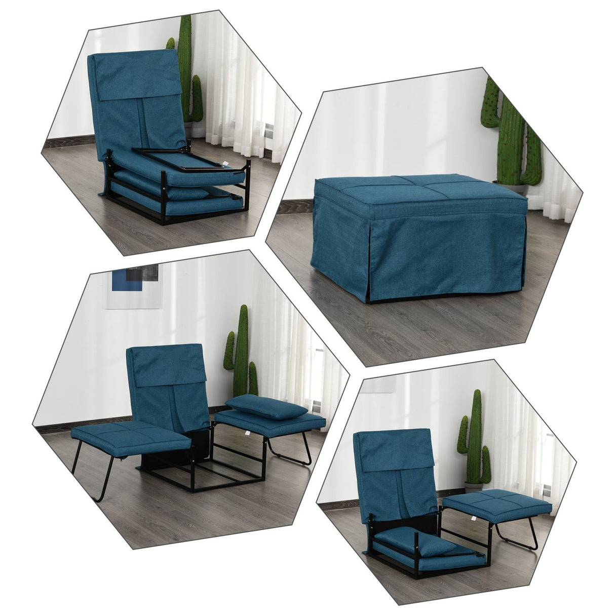 easycomfort easycomfort brandina pieghevole 2 in 1 trasformabile in pouf con schienale regolabile blu ean 8055776916019