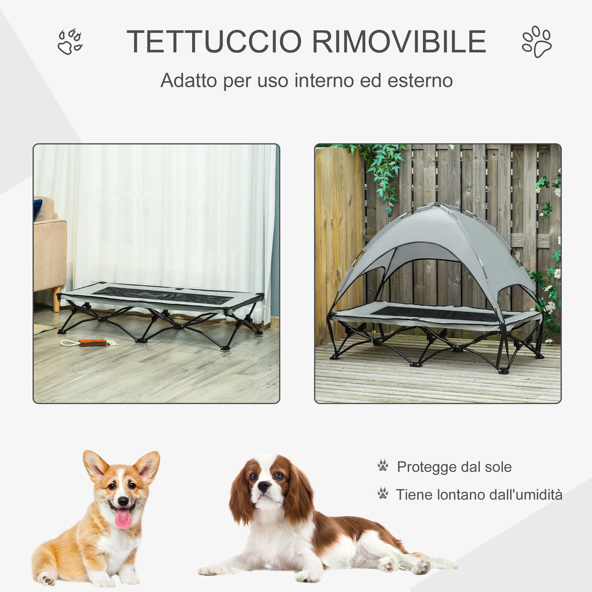 easycomfort easycomfort brandina pieghevole per cani con tettuccio da esterno o interrno grigio