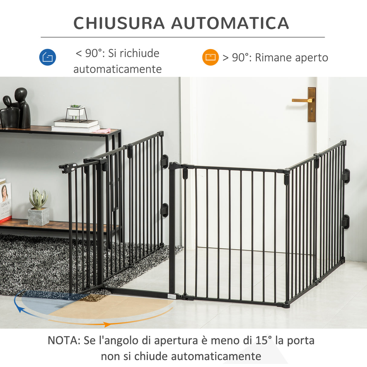 easycomfort easycomfort cancelletto di sicurezza pieghevole 6 sezioni cancellino barriera per cani in acciaio nero