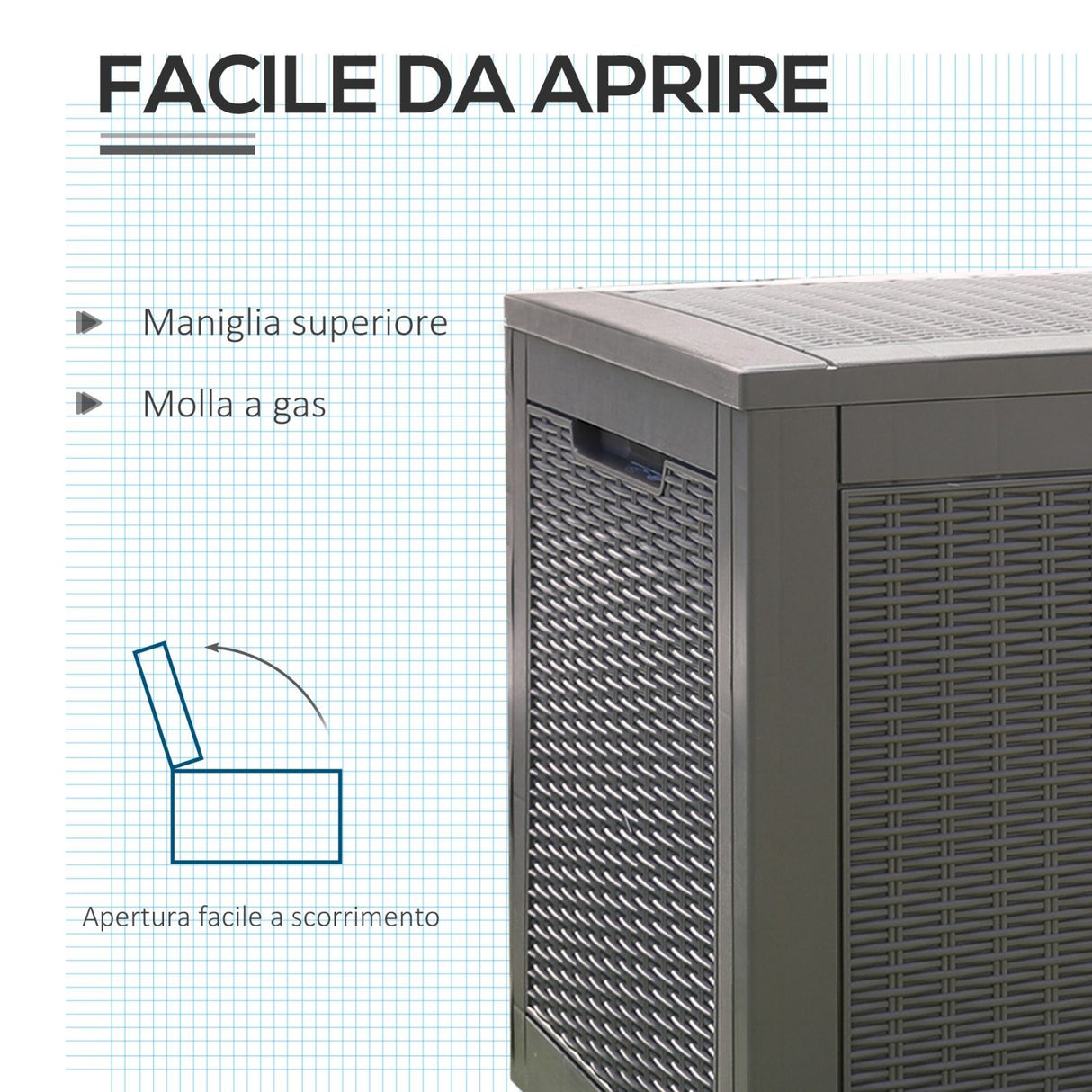 easycomfort easycomfort cassapanca da giardino effetto rattan 380l con seduta per 2 persone ean 8054144136318