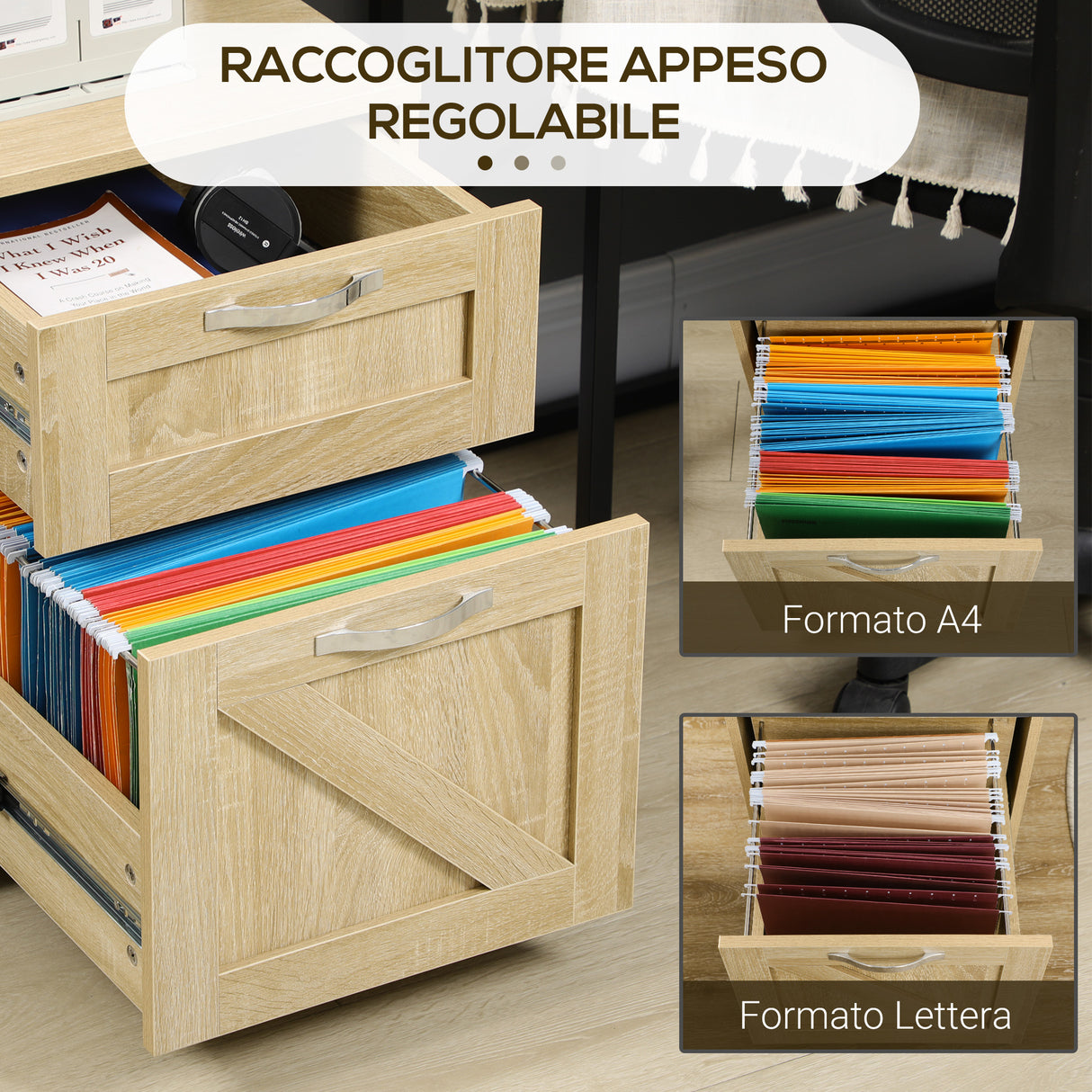 easycomfort easycomfort cassettiera portadocumenti per ufficio e studio in truciolato a 2 cassetti 39x42x56 cm