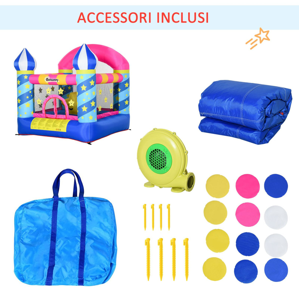 easycomfort easycomfort castello gioco gonfiabile gigante per bambini con gonfiatore ean 8055776914787