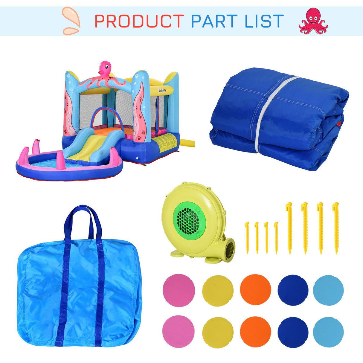 easycomfort easycomfort castello gonfiabile per bambini con scivolo e piscina tema mare ean 8055776912080