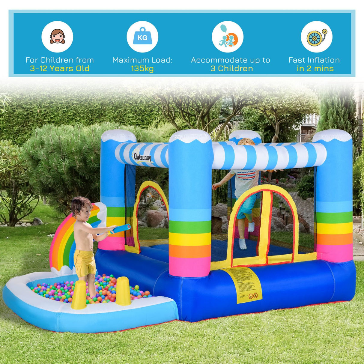 easycomfort easycomfort castello gonfiabile per bambini con trampolino e piscina pompa inclusa ean 8055776914596