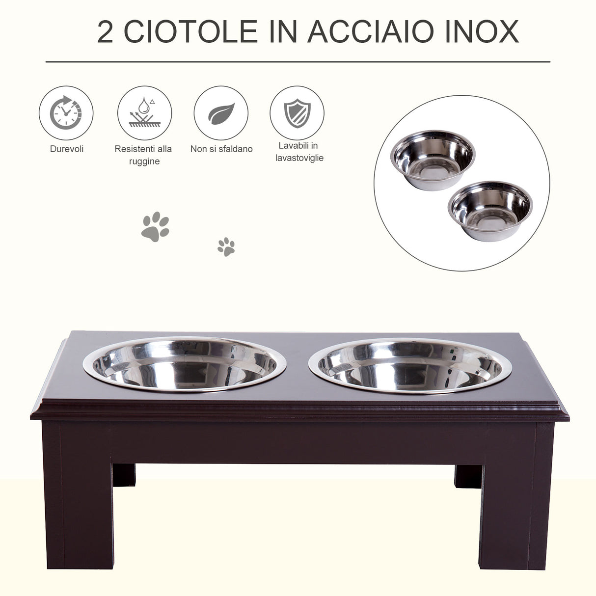 easycomfort easycomfort ciotola rialzata per cani in acciaio inossidabile 43 7x24x15cm 2 piatti ean 8054111840781
