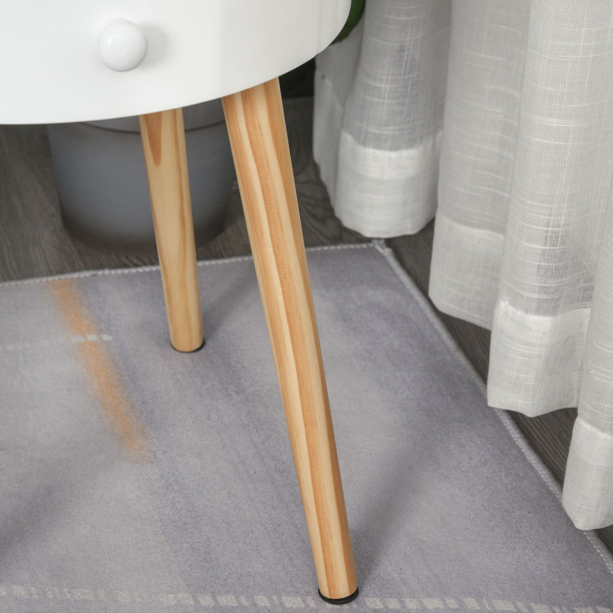 easycomfort easycomfort comodino rotondo e salvaspazio in legno bianco con 1 cassetto 38x46 7cm ean 8054111849166