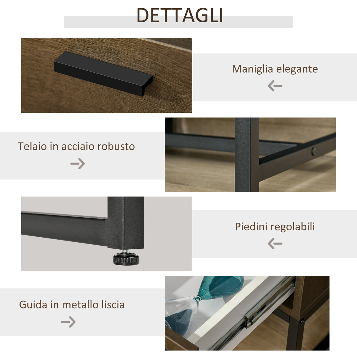 easycomfort easycomfort comodino stile industriale con cassetto tavolino da salotto in legno e acciaio 53x41 5x37cm grigio