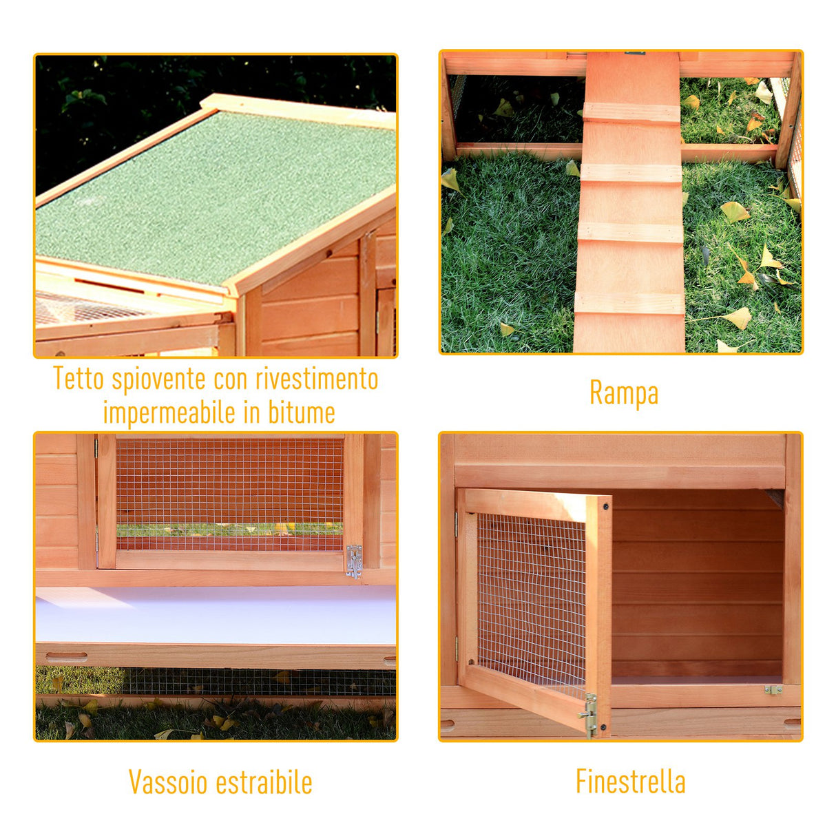 easycomfort easycomfort conigliera da esterno in legno con casetta e 2 recinti 309x79x86cm ean 8055776913032