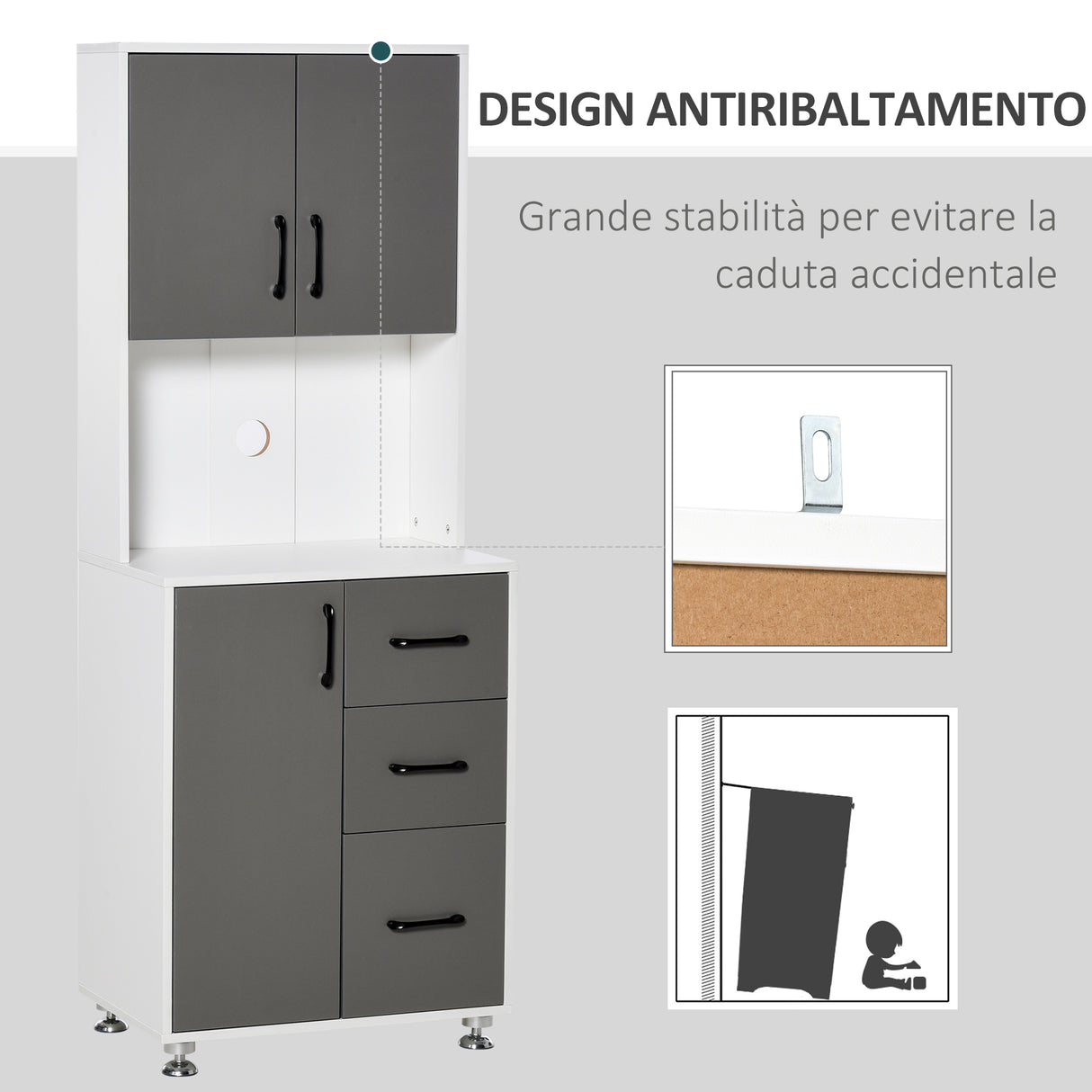 easycomfort easycomfort credenza alta da cucina madia mobile buffet in legno bianco e grigio