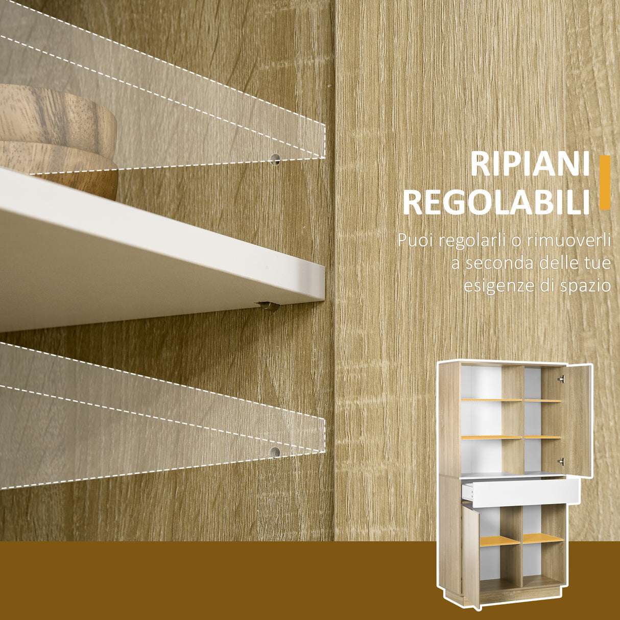 easycomfort easycomfort credenza moderna in legno con cassetto e armadietti 89x39 6x180cm legno e bianco