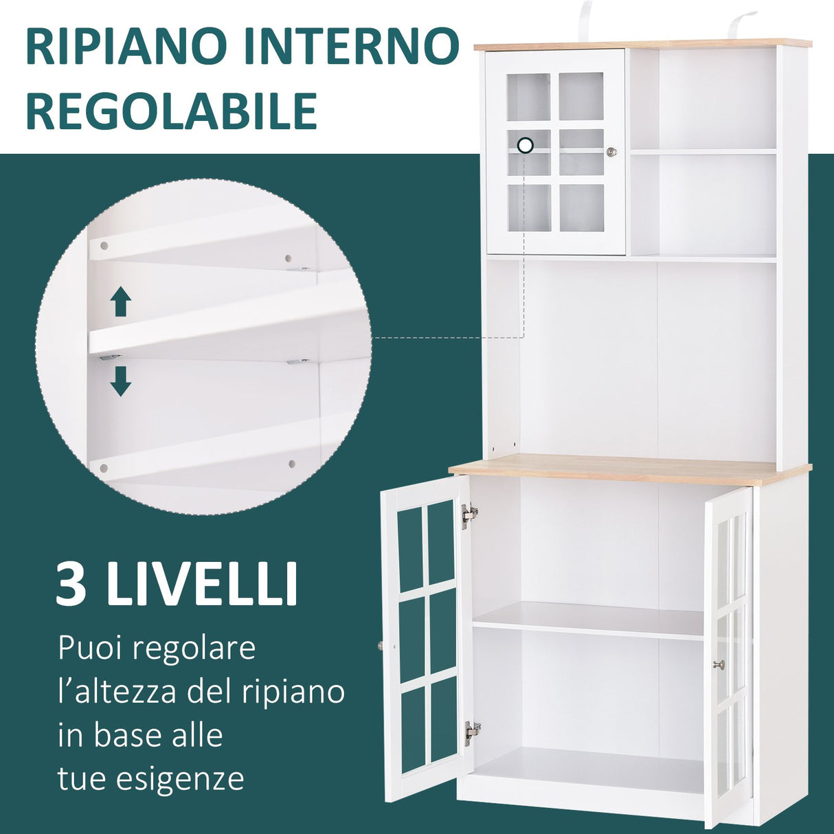 easycomfort easycomfort credenza moderna in legno mdf bianco con 2 vetrinette 80 x 37 x 183 cm ean 8054111844642