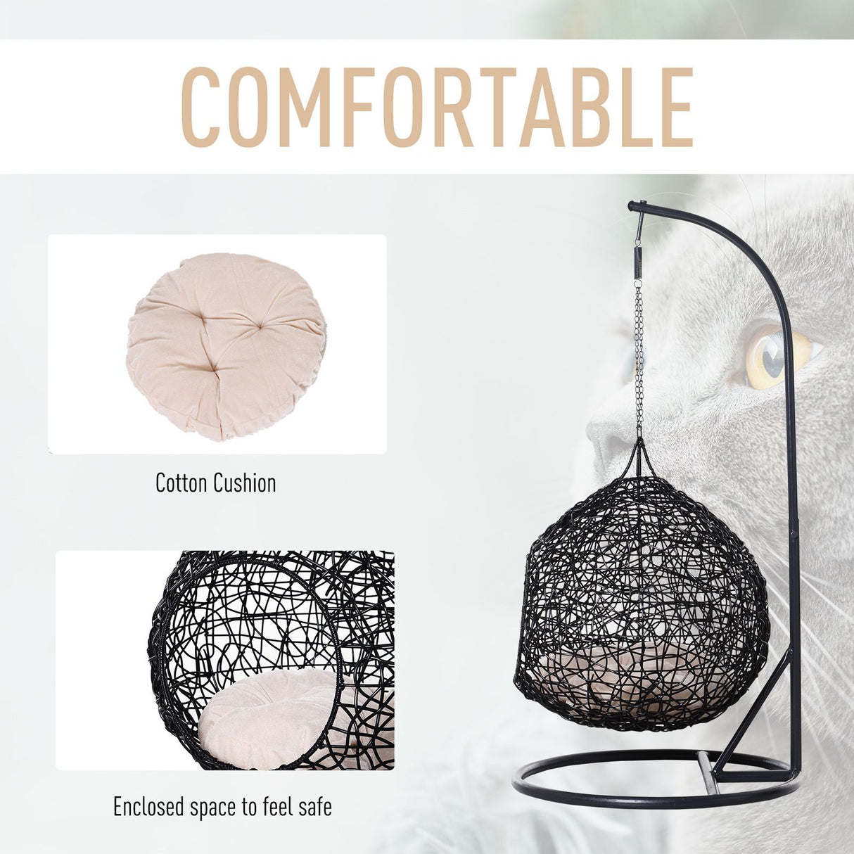 easycomfort easycomfort cuccia amaca per gatti in pe rattan con cuscino in felpa e cotone 60 x 110cm ean 8054144138541