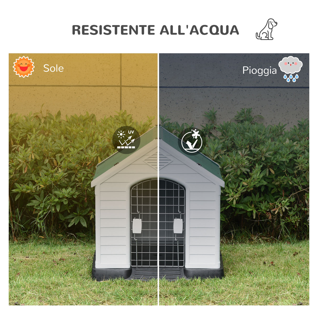 easycomfort easycomfort cuccia in plastica per cani medi da esterno e interno cancello rimovibile 78x87x81cm bianco