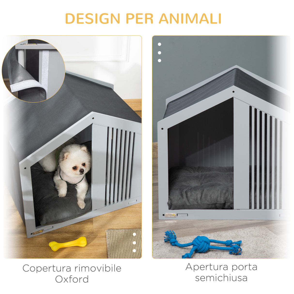 easycomfort easycomfort cuccia per cani a casetta in tessuto e legno per animali fino a 12kg grigio