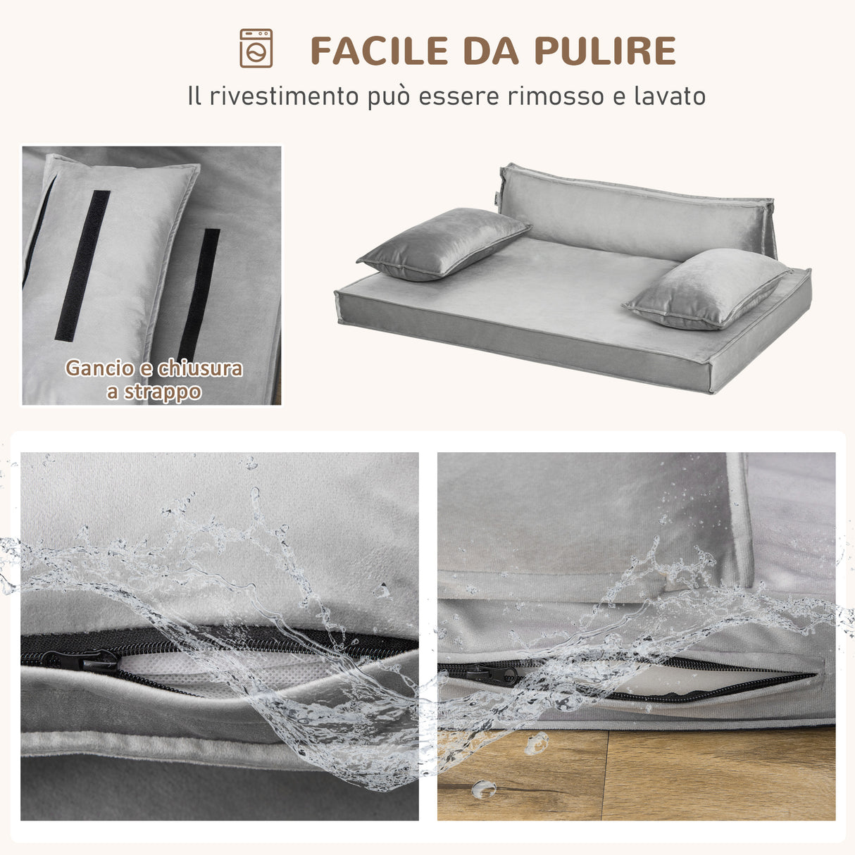 easycomfort easycomfort cuccia per cani e gatti da interni con cuscini rimovibili e lavabili lettino per cani imbottito 99x71x28cm grigio