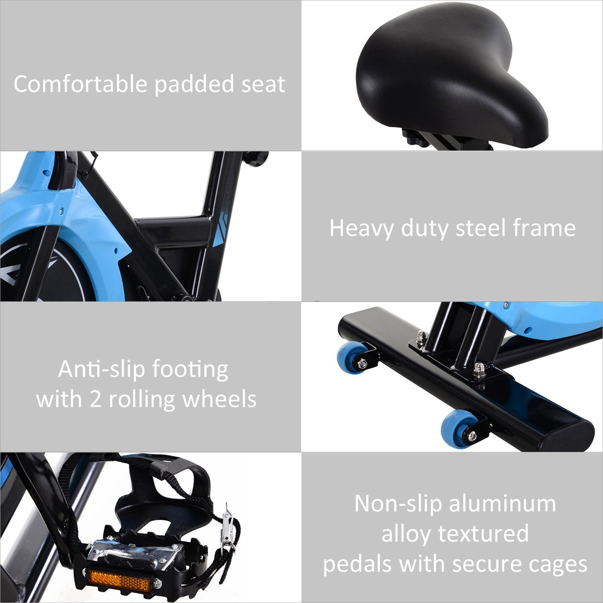 easycomfort easycomfort cyclette con trasmissione a cinghia bicicletta da allenamento con manubrio sellino regolabili schermo lcd fino a 120kg nero e azzurro ean 8055776910253