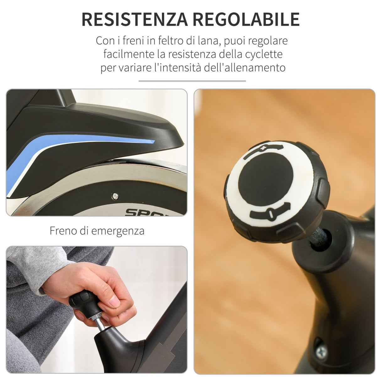 easycomfort easycomfort cyclette spin bike altezza regolabile blu e nera con volano 10kg