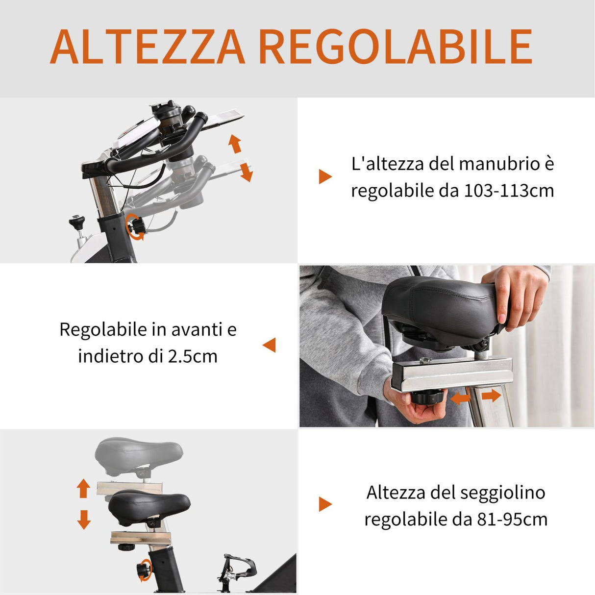 easycomfort easycomfort cyclette spin bike con volano 18kgaltezza e resistenza regolabile con supporto per cellulare e display lcd nero