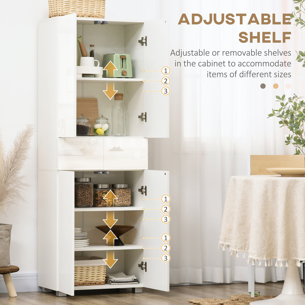 easycomfort easycomfort dispensa cucina con 4 ante 3 ripiani regolabili e mensole a 5 livelli in mdf e truciolato 60x35x170 cm bianco