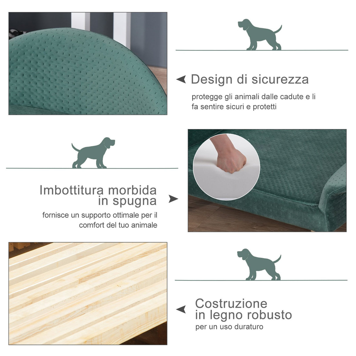 easycomfort easycomfort divanetto per cani e gatti con braccioli e schienale cuccia di design in velluto verde chiaro