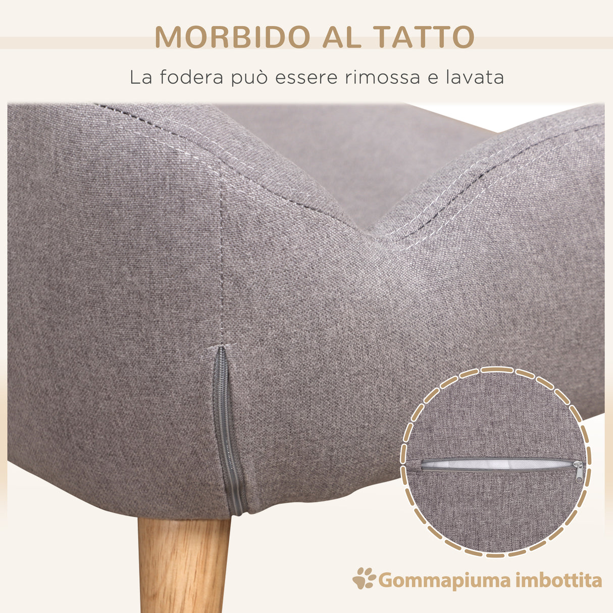 easycomfort easycomfort divanetto per cani e gatti imbottito sfoderabile e lavabile in tessuto grigio chiaro 72x44x31cm