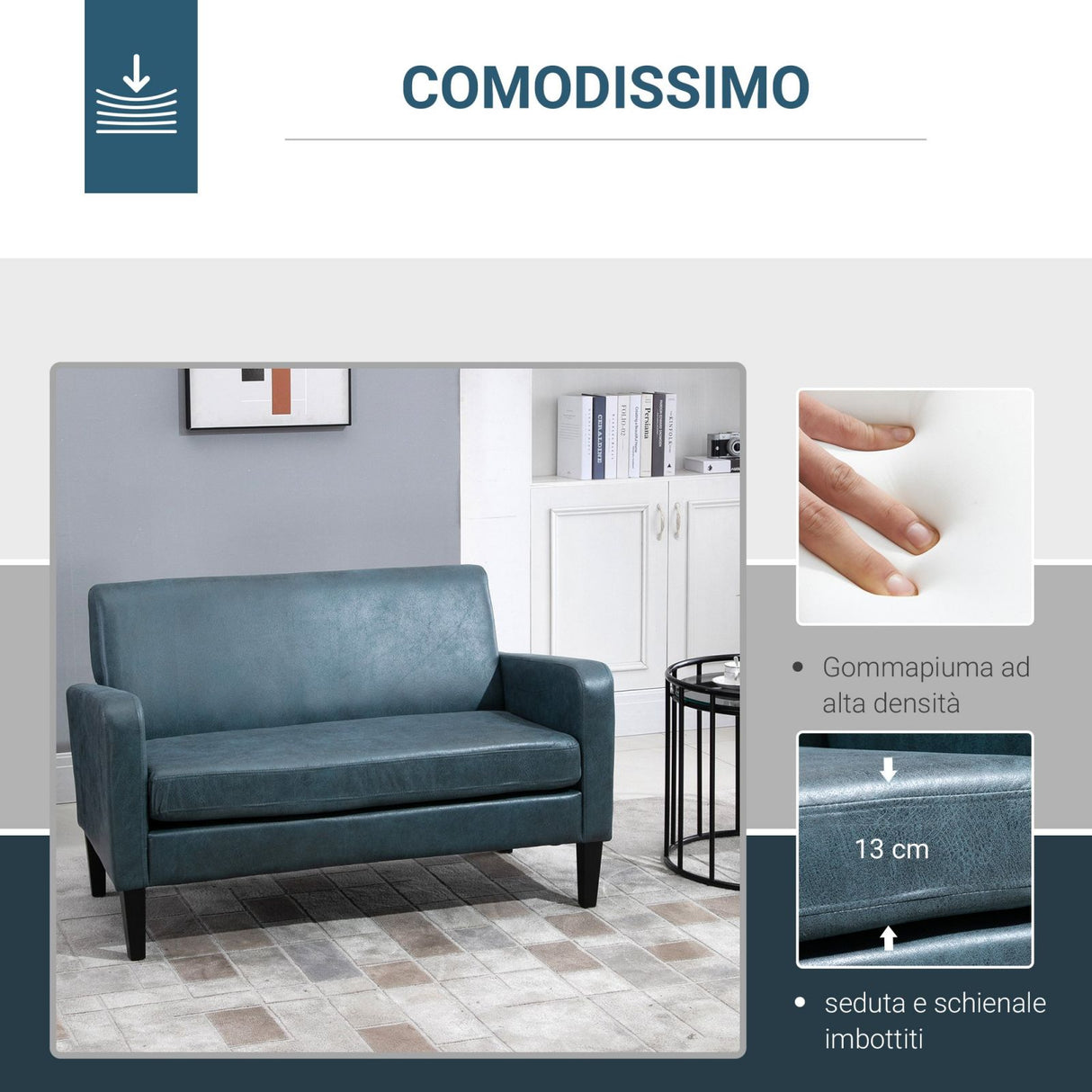 easycomfort easycomfort divano 2 posti con struttura in legno e rivestimento in tessuto grigio azzurro ean 8055776916361