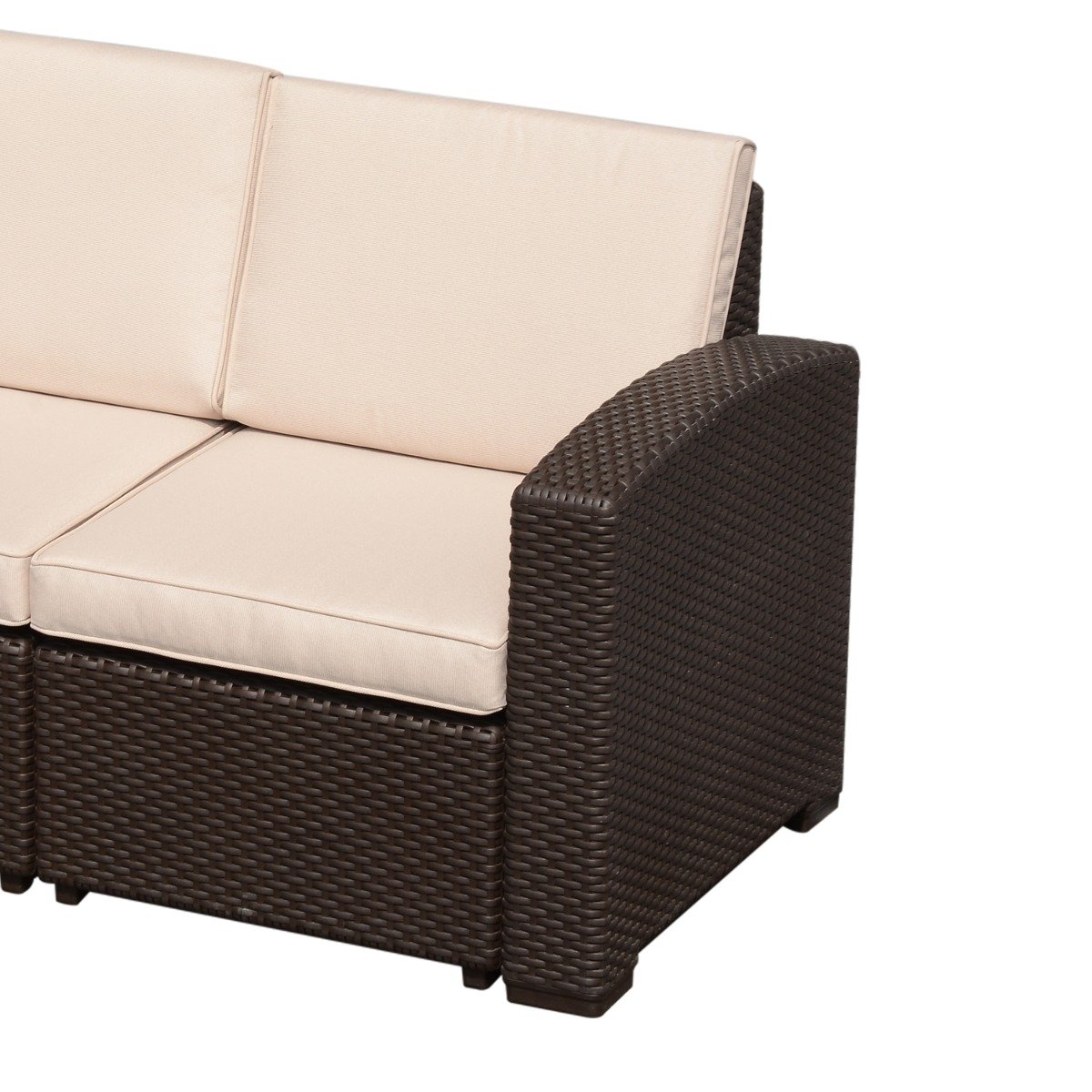 easycomfort easycomfort divano da esterno a 3 posti in pe rattan con cuscini marrone 199x71x75cm ean 8055776914978