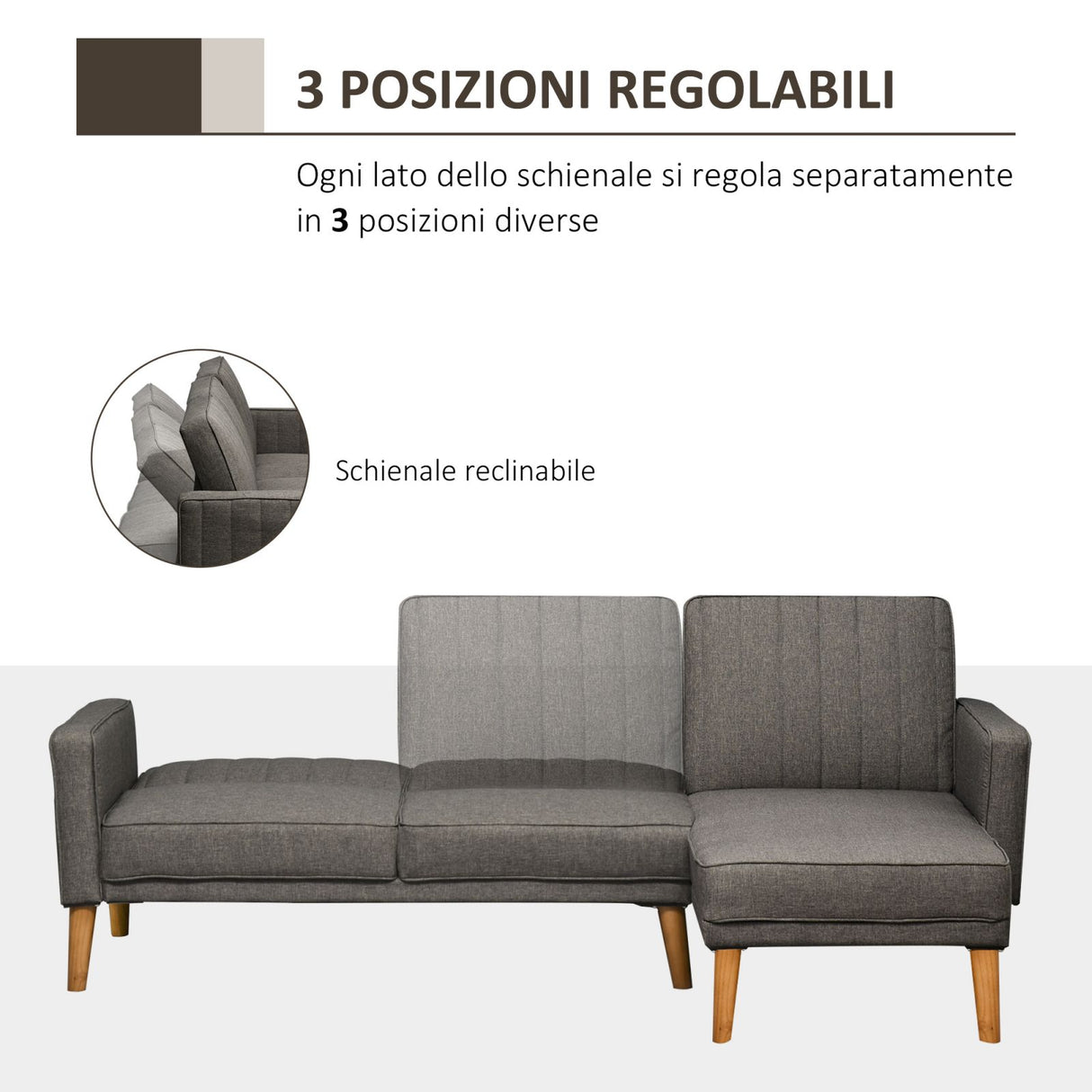 easycomfort easycomfort divano letto angolare con penisola struttura in legno e in tessuto grigio ean 8055776915913