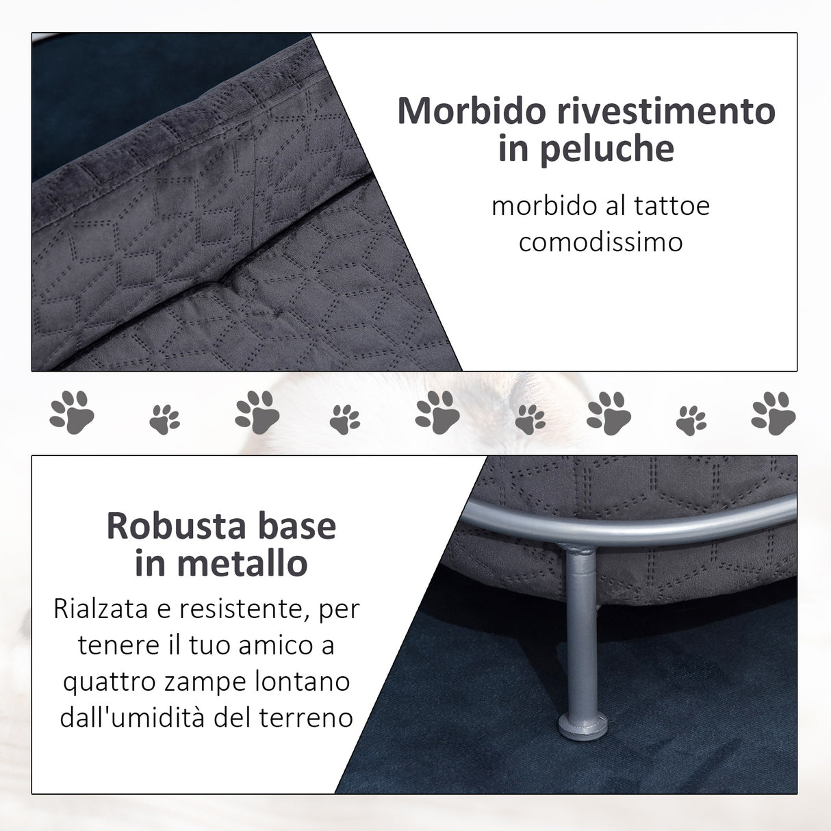 easycomfort easycomfort divano per cani e gatti imbottito in velluto con base in metallo 63 5x43x24 5cm grigio scuro