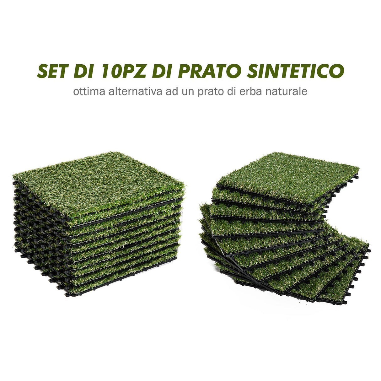 easycomfort easycomfort erba sintetica per giardino set di 10pz 30x30cm verde scuro ean 8054111848190