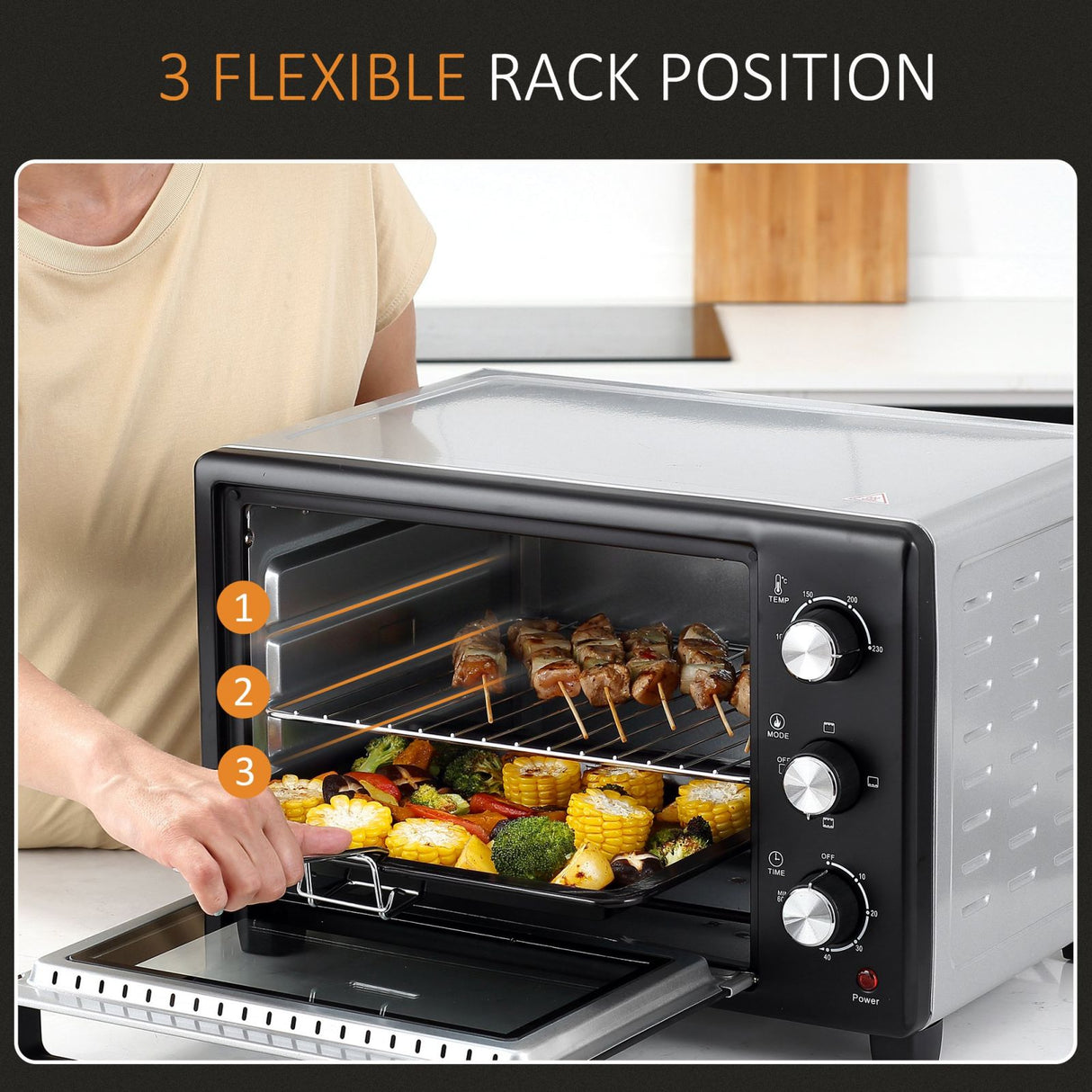 easycomfort easycomfort fornetto elettrico 28l timer e temperatura regolabile 3 modalita di cottura e accessori 48 6x36 3x32cm argentonero