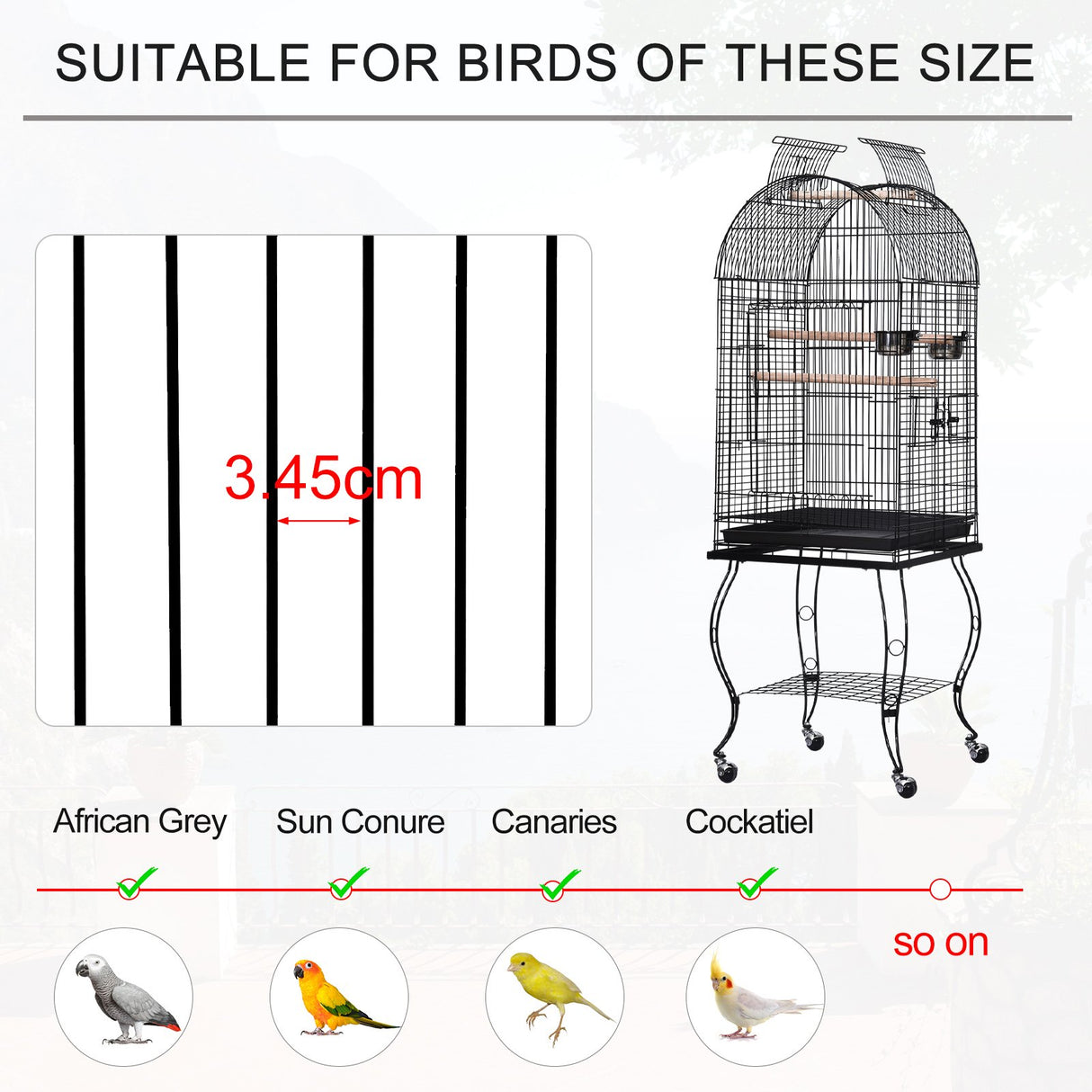 easycomfort easycomfort gabbia per uccelli canarini e pappagalli in metallo nero con ruote ean 8054144138237