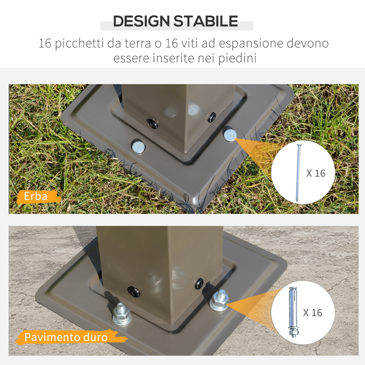 easycomfort easycomfort gazebo da giardino con tetto in policarbonato e struttura in alluminio 3x3m caffe