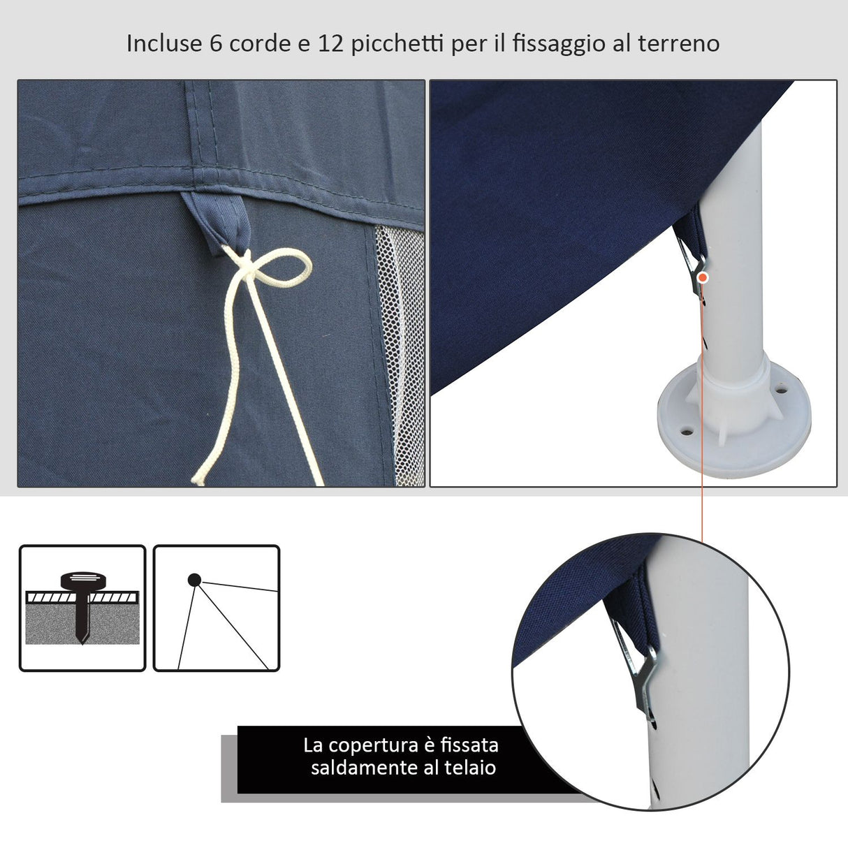 easycomfort easycomfort gazebo esagonale da giardino struttura in ferro con 6 zanzariere blubianco195x250x197cm ean 8054144138510