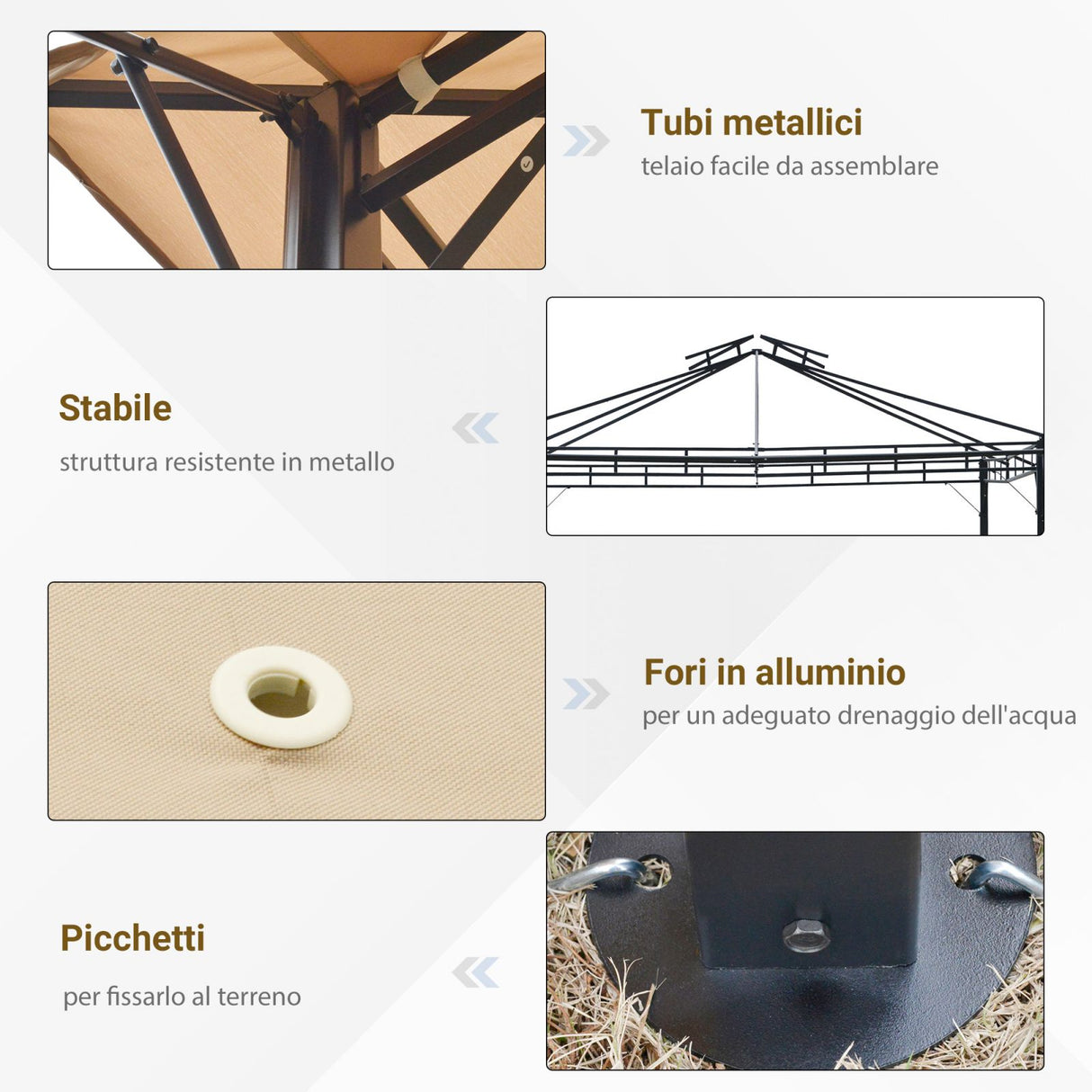 easycomfort easycomfort gazebo pergola da esterno con doppio tettuccio e telo estraibile ean 8055776915012