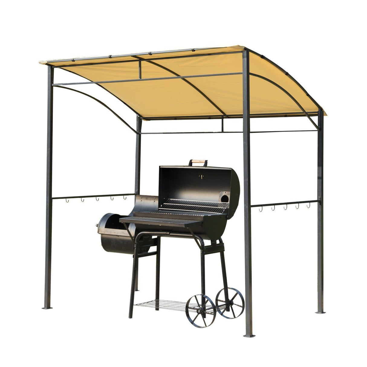 easycomfort easycomfort gazebo pergola per barbecue bbq con tetto ignifugo in poliestere 215 x 150 x 180220 cm beige ean 8054144133874