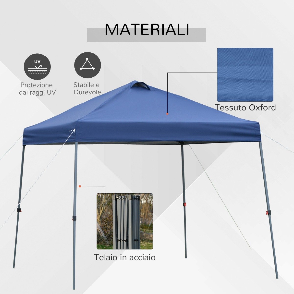 easycomfort easycomfort gazebo pieghevole 3x3m da giardino ed esterno in metallo e tessuto oxford blu con borsa da viaggio ean 8055776910895
