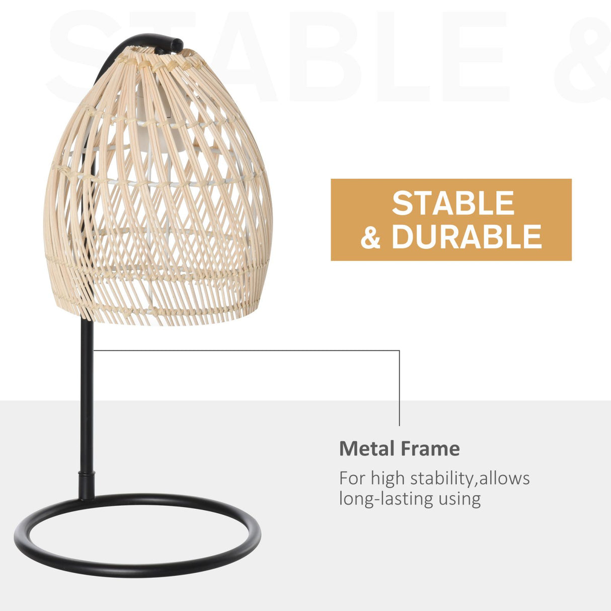 easycomfort easycomfort lampada da tavolo in rattan attacco e27 potenza max 40w 20x41cm beige
