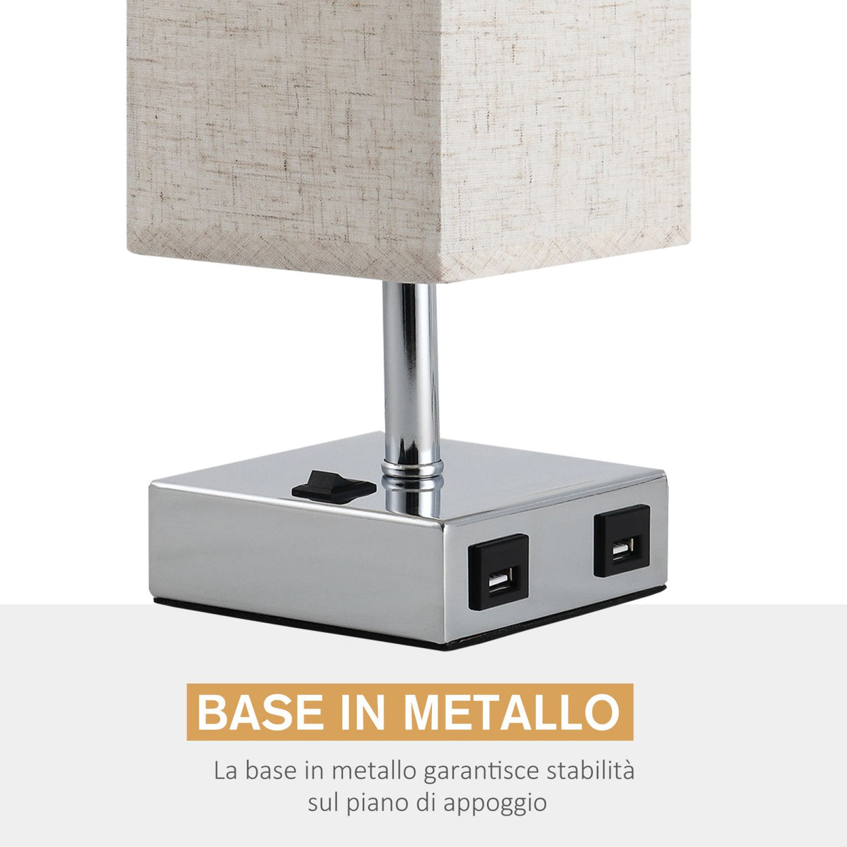easycomfort easycomfort lampada da tavolo metallo e tessuto 2 prese usb 2 interruttori e27 ean 8054111846158