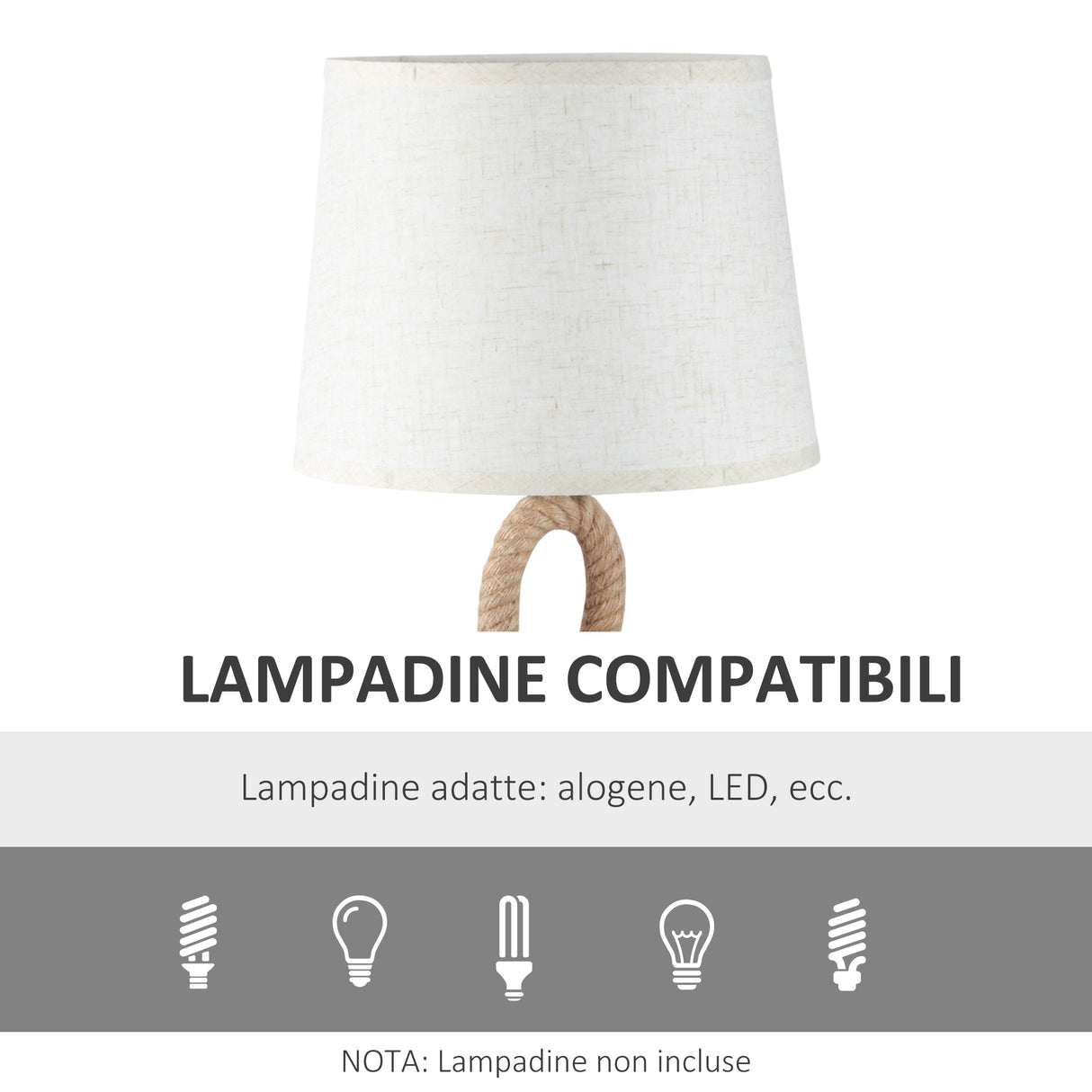 easycomfort easycomfort lampada da tavolo stile marinaro in corda e tessuto attacco e27 abat jour per casa e ufficio 30x56cm beigebianco