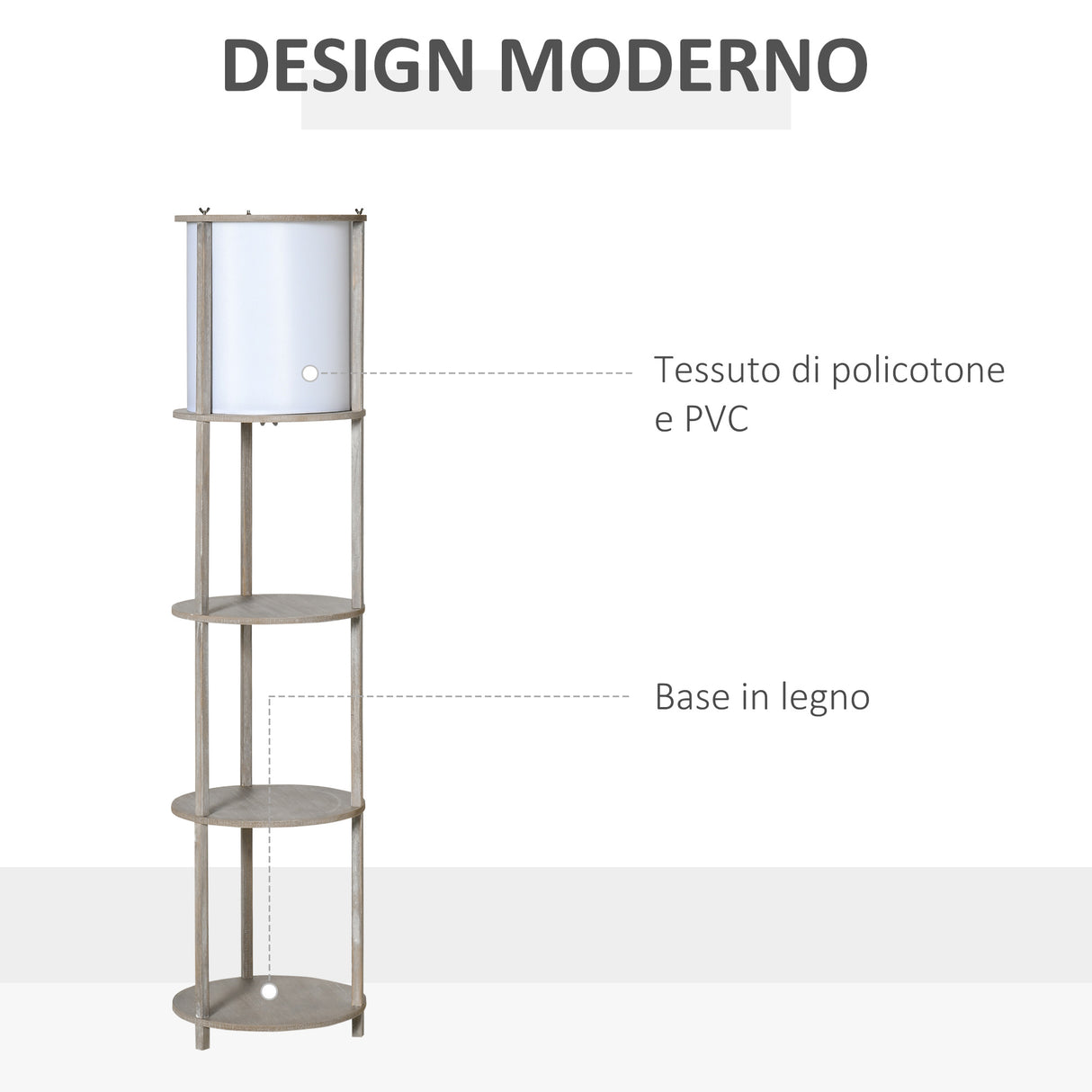easycomfort easycomfort lampada da terra a 3 ripiani con interruttore a pedale in legno di pino e pvc 35x35x154 cm