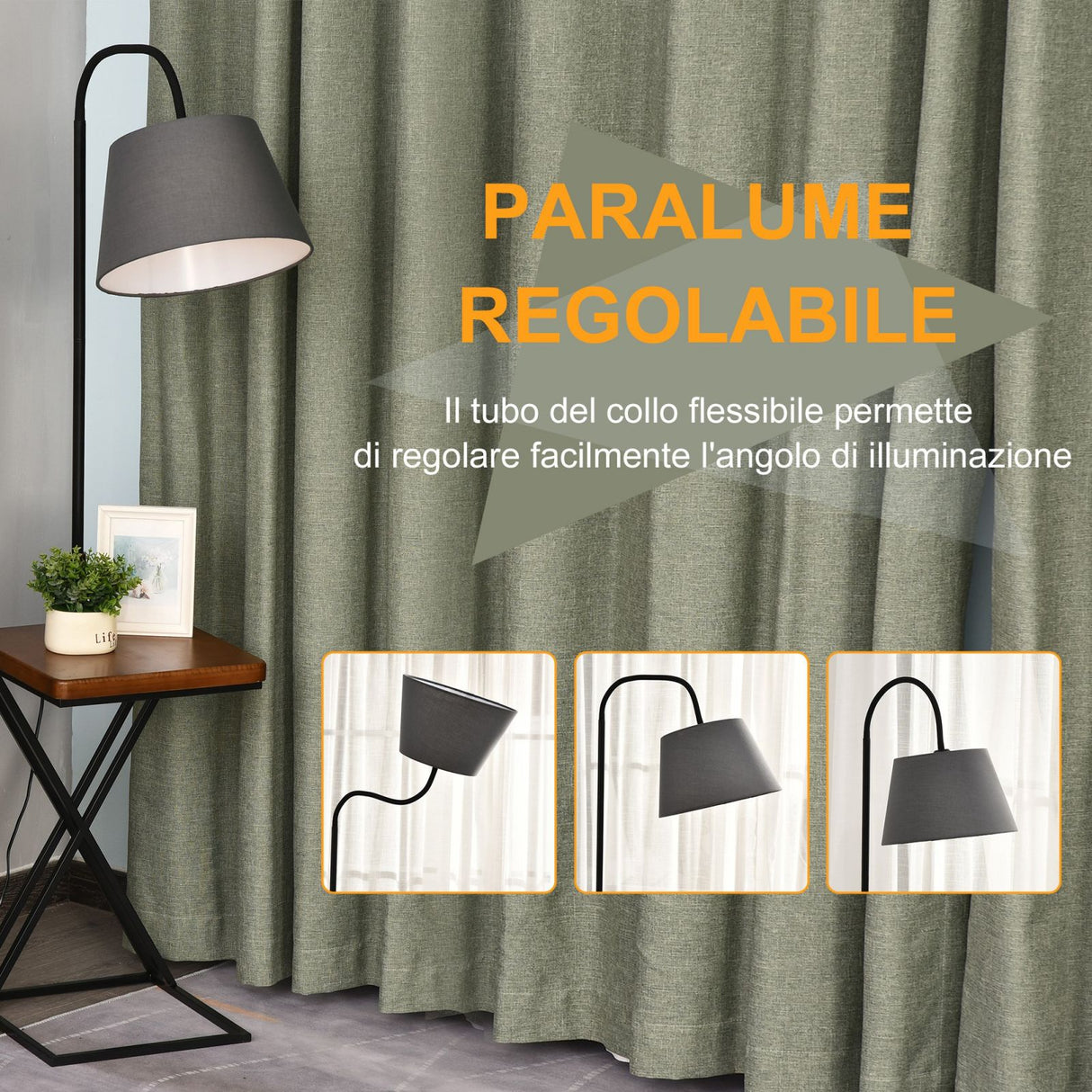 easycomfort easycomfort lampada da terra con ripiano in acciaio e legno ean 8055776914121